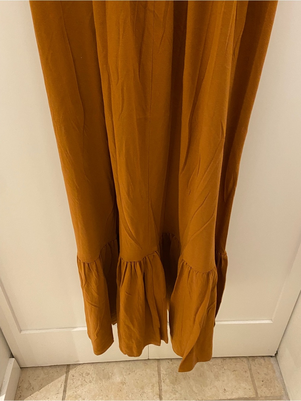 Zara Rust-Brown Spaghetti-Strap Maxi Dress Oversize - Picture 11 of 13